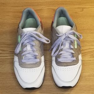 Reebok CL Ripple Women's Size 8 White Leather Beige Suede Orange Shoes FX2991